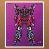 mecha robot machine construite par tête bras corps jambe arme japon illustration vecteur premium