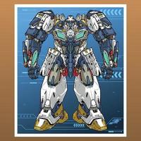 mecha robot machine construite par tête bras corps jambe arme art illustration vecteur premium