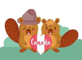 castors canadiens pour la célébration de la fête du canada vecteur