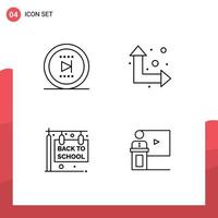 ensemble de 4 symboles d'icônes d'interface utilisateur modernes signes pour signe de suspension de film en avant éléments de conception vectoriels modifiables de conférence vecteur
