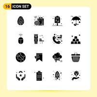 pack d'icônes vectorielles stock de 16 signes et symboles de ligne pour les éléments de conception vectoriels modifiables de nourriture de protection intelligente de parapluie wifi vecteur
