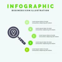 carte emplacement recherche navigation icône solide infographie 5 étapes présentation arrière-plan vecteur