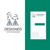 environnement croissance feuille vie gris logo design et modèle de carte de visite vecteur