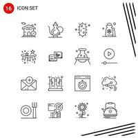 collection de 16 icônes vectorielles dans le style de ligne pixle symboles de contour parfaits pour le web et les signes d'icône de ligne mobile sur fond blanc 16 icônes fond de vecteur d'icône noire créative