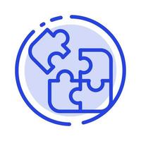 jeu d'entreprise logique puzzle carré bleu pointillé ligne icône vecteur