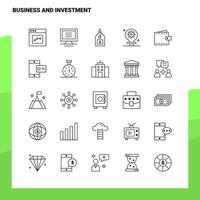 ensemble d'icônes de ligne d'affaires et d'investissement ensemble de 25 icônes vectorielles conception de style minimalisme icônes noires définies pack de pictogrammes linéaires vecteur