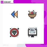 interface mobile fillline plat couleur ensemble de 4 pictogrammes d'étiquette de contrôle vidéo qualité de pâques éléments de conception vectoriels modifiables vecteur