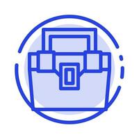 sac boîte matériel de construction boîte à outils icône ligne pointillée bleue vecteur