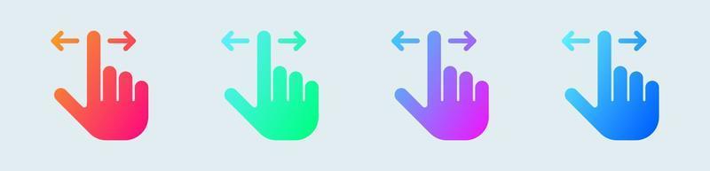 icône solide de geste dans des couleurs dégradées. toucher les signes illustration vectorielle. vecteur