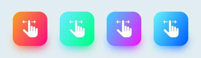 icône solide de geste dans des couleurs dégradées carrées. toucher les signes illustration vectorielle. vecteur