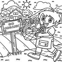 jour de la terre enfant portant la récolte coloriage vecteur