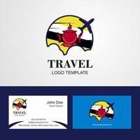 conception du logo et de la carte de visite du drapeau brunei de voyage vecteur