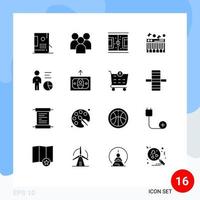 16 icônes créatives signes et symboles modernes de l'organisation de la musique sonore correspondent aux éléments de conception vectoriels modifiables de l'aire de jeux vecteur