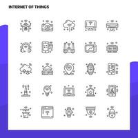 ensemble d'icônes de ligne internet des objets ensemble 25 icônes conception de style minimalisme vectoriel icônes noires ensemble pack de pictogrammes linéaires