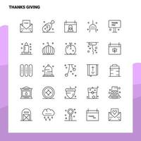 ensemble d'icônes de ligne de remerciement ensemble 25 icônes conception de style minimalisme vectoriel icônes noires définies pack de pictogrammes linéaires
