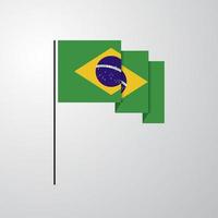 brésil agitant le drapeau fond créatif vecteur
