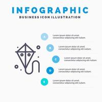 icône de ligne madrigal printemps cerf-volant de pâques avec 5 étapes présentation infographie fond vecteur