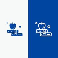 apple book education ligne et glyphe icône solide bannière bleue ligne et glyphe icône solide bannière bleue vecteur