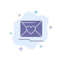 courrier amour coeur mariage icône bleue sur fond de nuage abstrait vecteur