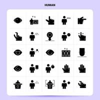 ensemble d'icônes humaines solides 25 conception de style de glyphe vectoriel icônes noires définies idées d'affaires web et mobiles conception illustration vectorielle