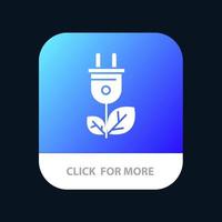 bouton d'application mobile d'alimentation de prise d'énergie de biomasse version de glyphe android et ios vecteur