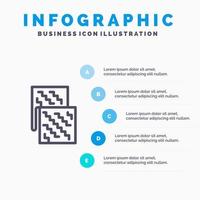 icône de ligne de matériel futur de tissu électronique en tissu avec 5 étapes présentation infographie fond vecteur