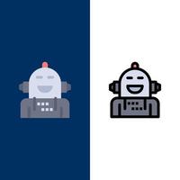 android émotion artificielle icônes de sentiment émotionnel plat et ligne remplie icône ensemble vecteur fond bleu