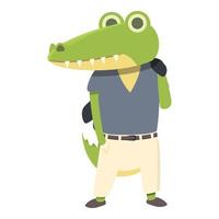 vecteur de dessin animé icône alligator étudiant. reptile de la jungle