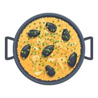 vecteur de dessin animé d'icône de riz paella. nourriture espagnole