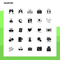 25 valentine icon set glyphe solide icône illustration vectorielle modèle pour des idées web et mobiles pour entreprise vecteur