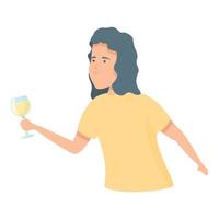 vecteur de dessin animé icône dégustateur femme. verre de vin