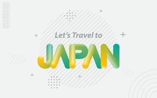 Permet de voyager au Japon. typographie créative avec effet de mélange 3d vecteur