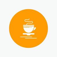 icône de glyphe blanc hôtel chaud tasse à thé vecteur