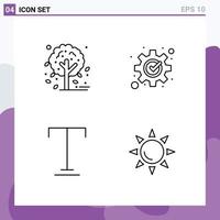ensemble de 4 symboles d'icônes d'interface utilisateur modernes signes pour le processus de développement de soulignement d'automne plage éléments de conception vectoriels modifiables vecteur
