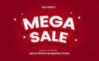 effet de texte méga vente - conception 3d couleur et peut être utilisé comme autocollant de promotion commerciale. vecteur