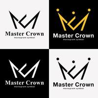 ensemble lettre m cm mc monogramme luxe style élégant couronne roi reine marque identité logo conception vecteur