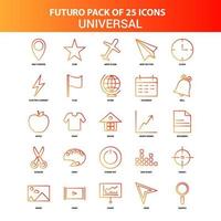 ensemble d'icônes universel orange futuro 25 vecteur