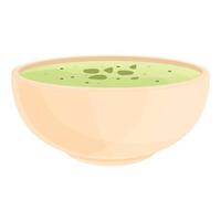 vecteur de dessin animé d'icône de soupe à la crème d'épinards. bol chaud