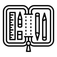 icône de trousse à crayons ouverte, style de contour vecteur