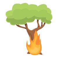 icône d'arbre de jardin brûlant, style cartoon vecteur
