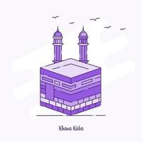 khana kaba monument illustration vectorielle ligne pointillée violette vecteur