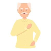 grand-père coeur douleur icône vecteur de dessin animé. crise cardiaque