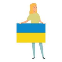 fille avec vecteur de dessin animé icône drapeau ukraine. enfant du monde
