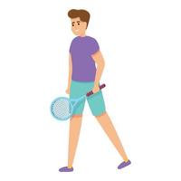 enfant joue au tennis, icône de style dessin animé vecteur