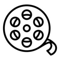 icône de bobine de film, style de contour vecteur