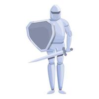 vecteur de dessin animé d'icône de chevalier d'armure. casque de bouclier médiéval