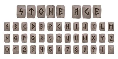 alphabet de pierre de runes viking, police celtique, nombres vecteur