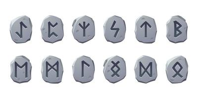 pierres runiques avec glyphes sacrés pour la conception de jeux vecteur