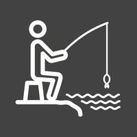 icône inversée de la ligne de pêche vecteur