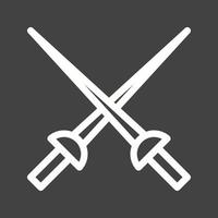 icône inversée de la ligne d'épées d'escrime vecteur